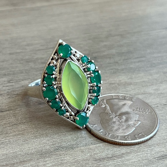 NICKY BUTLER 925 Sterling Silver Peri Green Chalcedony Multi Gem Ring - Picture 1 of 16